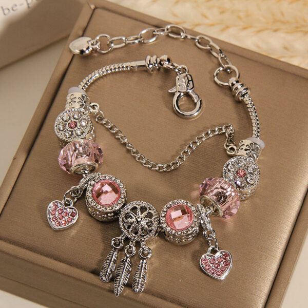 Pink beaded bracelet for women, temperament dream catcher, ideal gift for students - Image 6