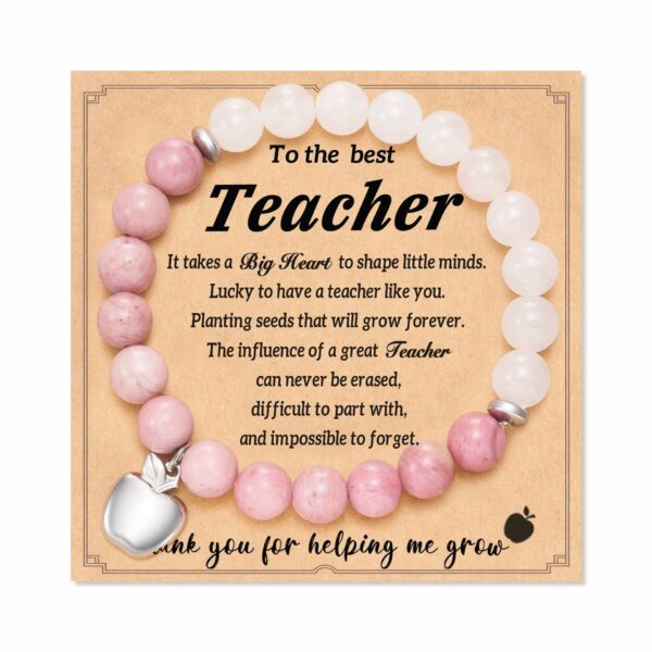 Teacher's Day Present: Customized Natural Stone Graduation Season Gift with Card in a Beaded Bracelet Design for Teachers Accepted - Image 6