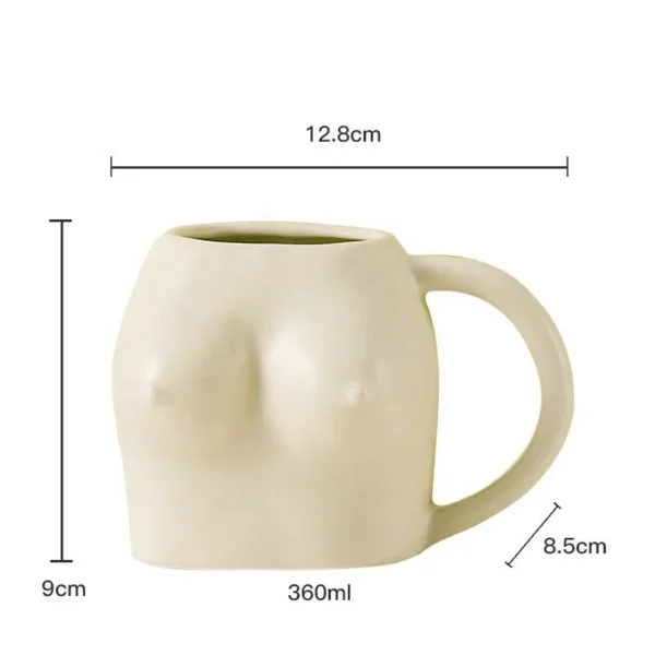 Three-dimensional hilarious coffee cup, porcelain tumbler with handle, 360ml ceramic boob cups, white, smart, one-piece, cute, and funny. - Image 5