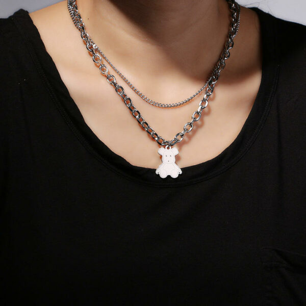 1PCS Ins Style Fashionable Jewelry Stainless Steel Long Choker Women Fashion Necklace Sweater Chain Pearl Heart Charm