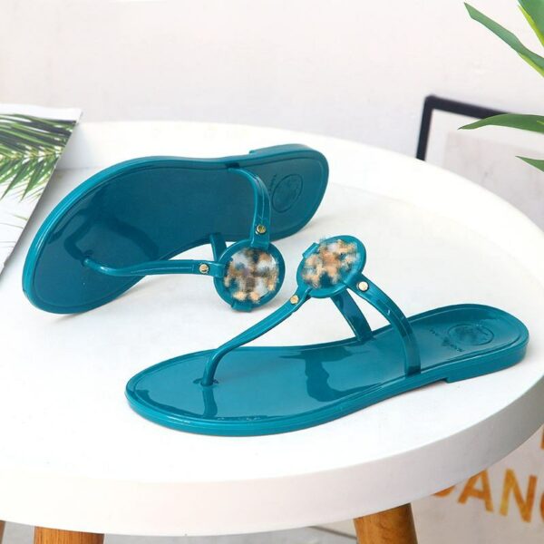 Summer Beach Style PVC Casual T-strap Jelly Shoes for Women TB Flip Flops Sandals - Image 6