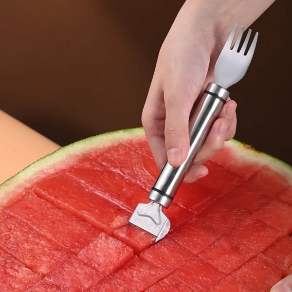 Hot  summer multipurpose 2 in 1 watermelon fruit knife, stainless steel fork, and watermelon cutter are new products. - Image 5