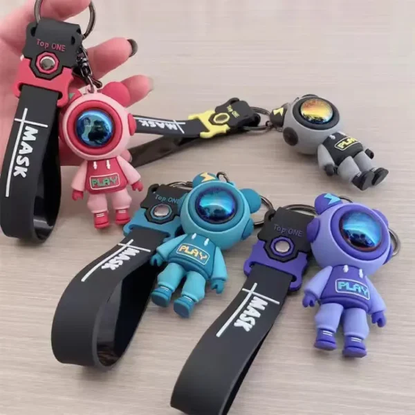 Adorable spaceman astronaut key chain pendant wrist pvc key chain charm little bag accessories - Image 4