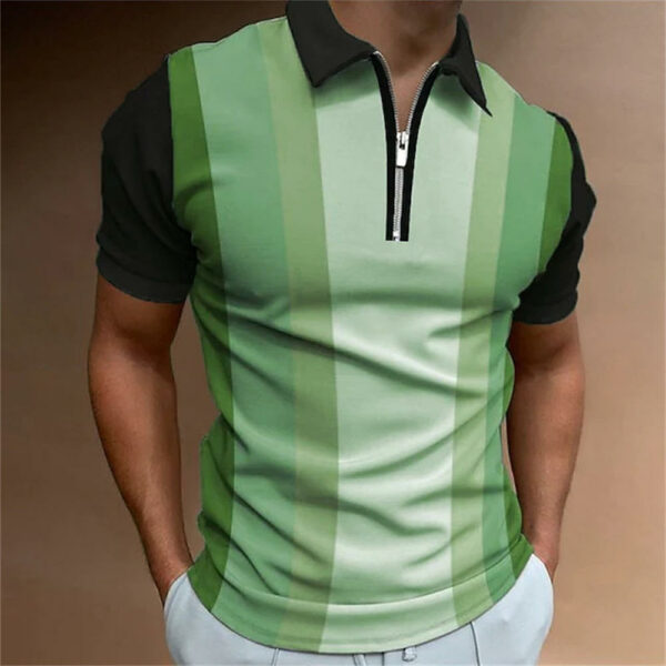 Men's Turn-down Collar Zipper Polo Pour Hommes Shirts for Men in Solid Color Short Sleeves - Image 7