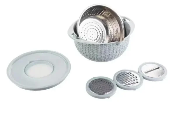 Modern 4-in-1 Kitchen Food Strainers with Multiple Uses: Multipurpose Steel Colander Bowl Sets Stackable Plastic Grater Rice Bowl Accessory - Image 6