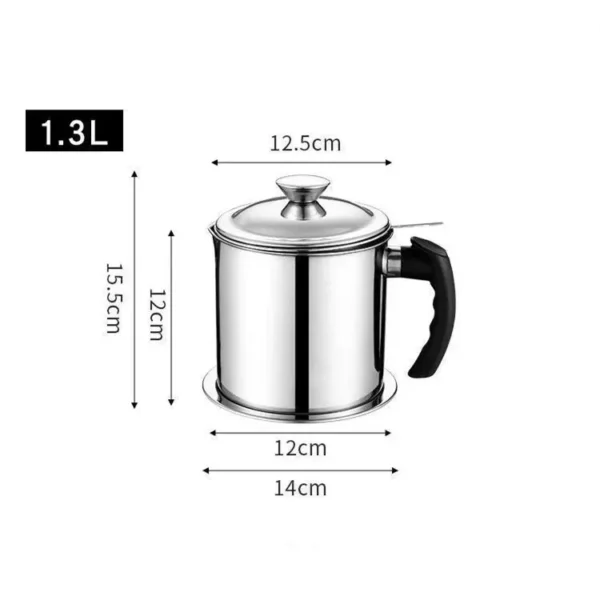 1.3-liter Home Oil Filter Made of Stainless Steel Kitchen Cooking Utensils - Pot Lard Strainer Tank Container Jug Large Capacity Storage Can - Image 7