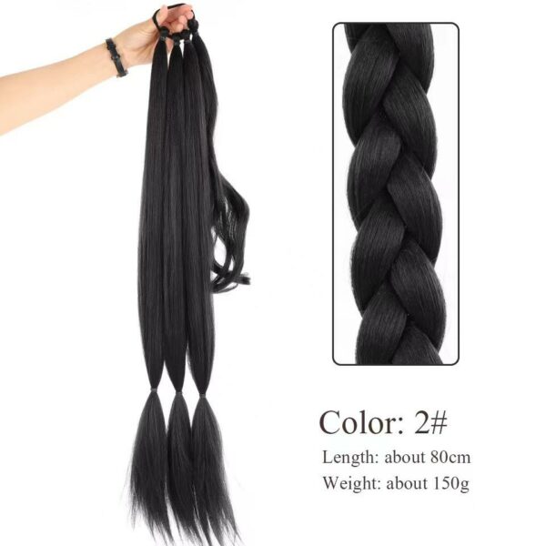 Custom Colors at Wholesale Prices Synthetic Braided Ponytail Extensions, 50 pieces Long Black Wrap Around Hair Tie Braiding Ponytail - Image 6