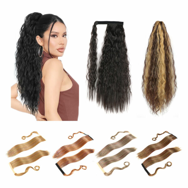 Wholesale 22-inch Long Straight Synthetic Drawstring Ponytail Hair Extension Hairpiece with Natural Soft Clip in - Image 6