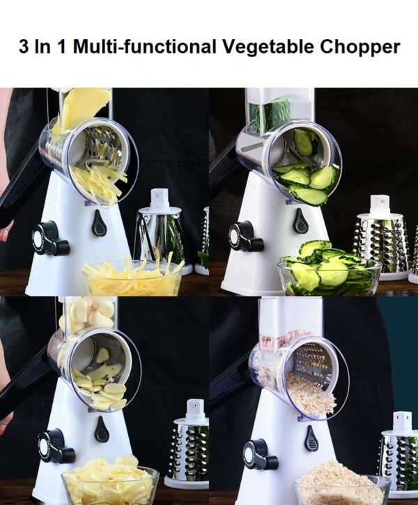 Three-in-one mandoline vegetable cutter with three drums, stainless steel vegetable chopper Kitchen Item Rotary Cheese Grator - Image 7