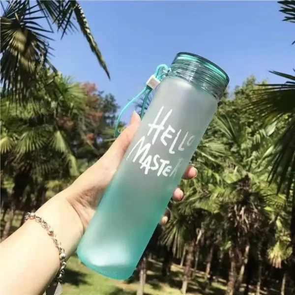 Cheap Glass Camp Water Bottles with Frosted Design and Customizable Colorful Glass Water Bottles - Image 2