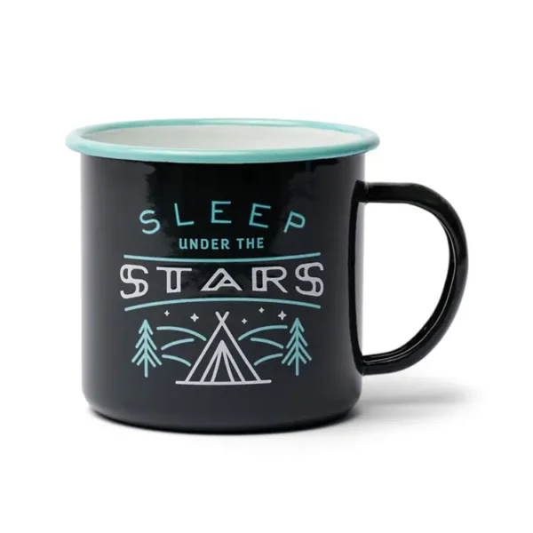 Camp camping mug cup with logo printing made of branded steel, measuring 6cm by 7cm by 7 cm, 8cm by 9cm, 10cm by 12cm. - Image 3