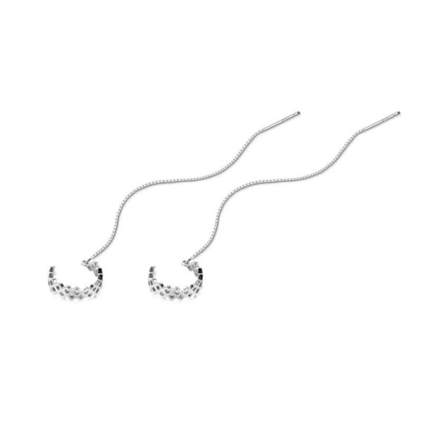 Minimalist Ear Cuffs: 925 Sterling Silver Geometric Shape Long Chain Clip on Earrings Fine Jewelry for Women - Image 7