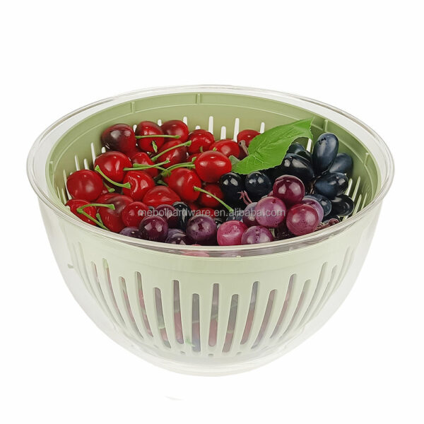 New fruit and vegetable spinner basket made of plastic with a stop button and an anti-slip bottom. - Image 7