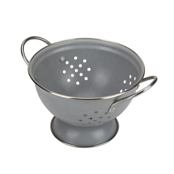 Kitchen metal powder-coated enamel fruit and vegetable washing basket strainer colander with handle - Image 7