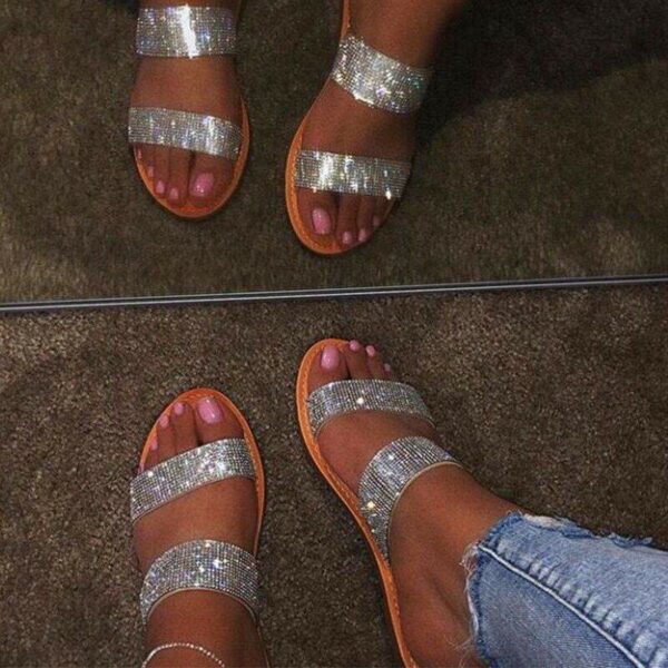 Women's Summer Sandals  Ladies Flat Sandals with Sparkles, Jelly Shoes for Fashion, Plus Size Beach Sandals for Women - Image 7