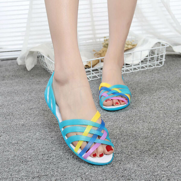 Summer Sandals: Female Flat Sandals; Casual; Slip-on; Candy Color; Peep-Toe Beach Shoes; Women Jelly Shoes - Image 7