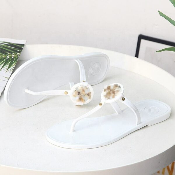 Summer Beach Style PVC Casual T-strap Jelly Shoes for Women TB Flip Flops Sandals