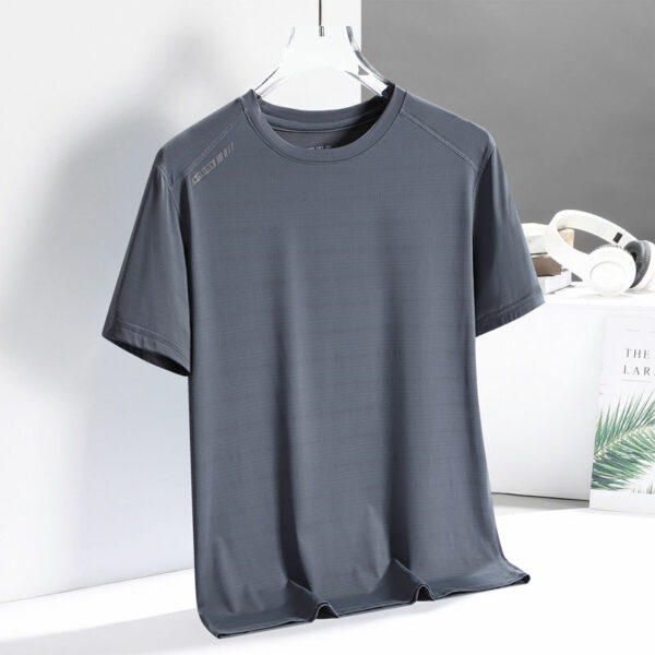 Men's Slim Fit, Casual, Solid Pattern T-Shirt with Reflective Strips that Dries Fast Polyamide Stretch Material with Personalized Logo - Image 7