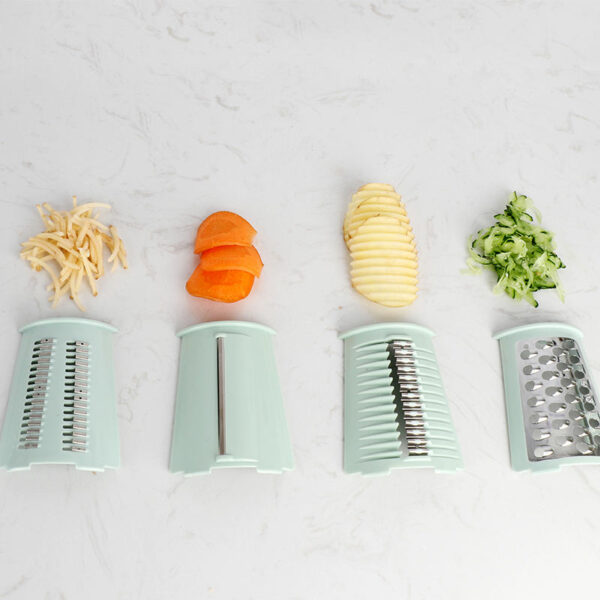 Stainless steel Madoline rotary drum type vegetable cutter, grater, and slicer with multiple uses - Image 6