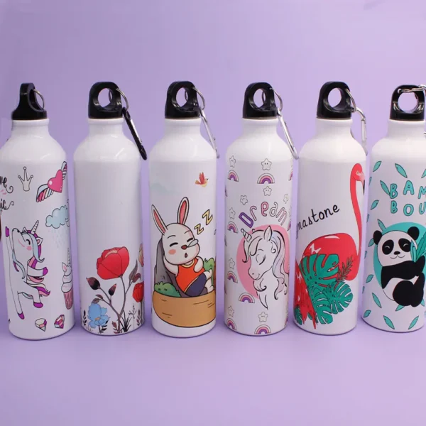 Custom printed aluminum bike water bottle with color-changing sublimation sports drink at wholesale prices. Adults Drinking Alone While Camping - Image 2