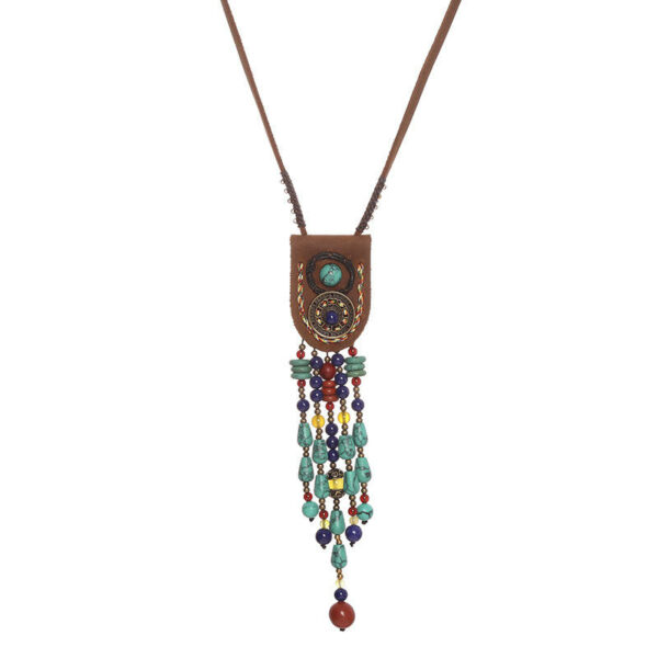 Handmade Sweater Chain in an Ethnic Style: Simple, Long Necklace with Antique Clothes Pendant - Image 7