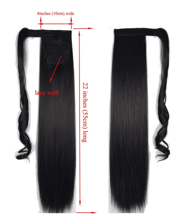 Long, tangle-free synthetic ponytail extensions made of heat-resistant synthetic fiber are available. - Image 7