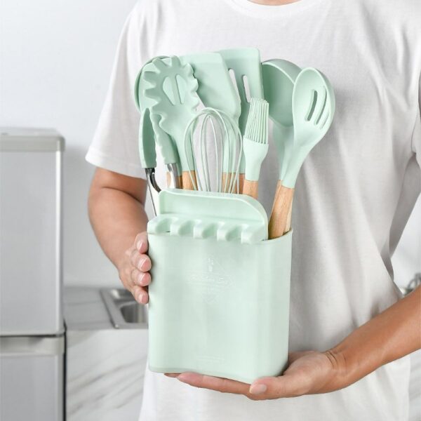 Food Grade 13 Components Multipurpose Kitchen Utensil Set with Holder: Nonstick Cooking Utensils that Resist Heat