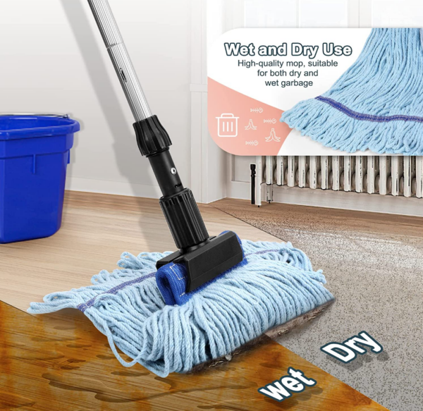 Commercial Floor Cleaning Heavy Duty Industrial Home Kitchen Dust Cleaning Microfiber String Mop with Wet Mop Head - Image 8