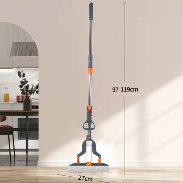 Retractable, rotatable, half-squeeze water mop made of absorbent PVA and stainless steel. - Image 8