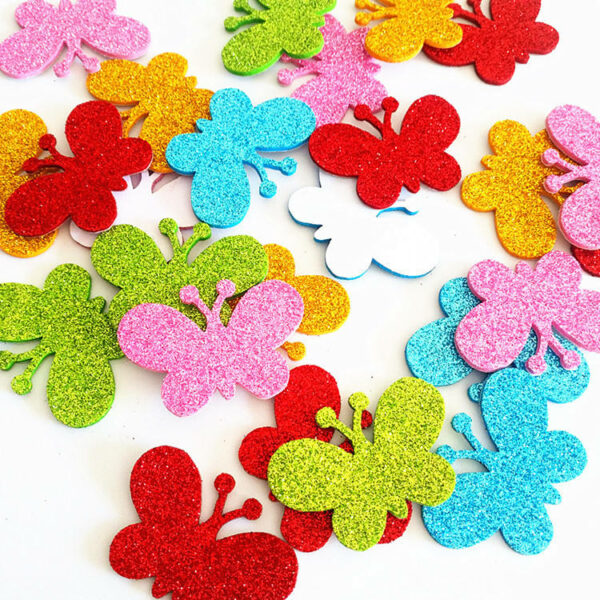 Handmade Scrapbooking Colorful Self-Adhesive EVA Decorative Stickers - Glitter Butterfly Foam Stickers Decals Sticker for Arts and Crafts