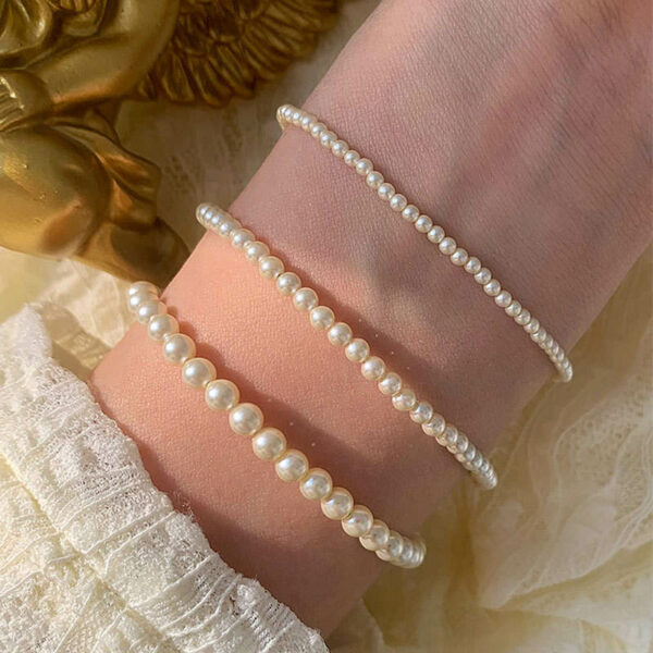 925 silver pearl bracelets in bulk for women Women's exquisite pearl bracelet jewelry coated in 925 sterling silver. - Image 2