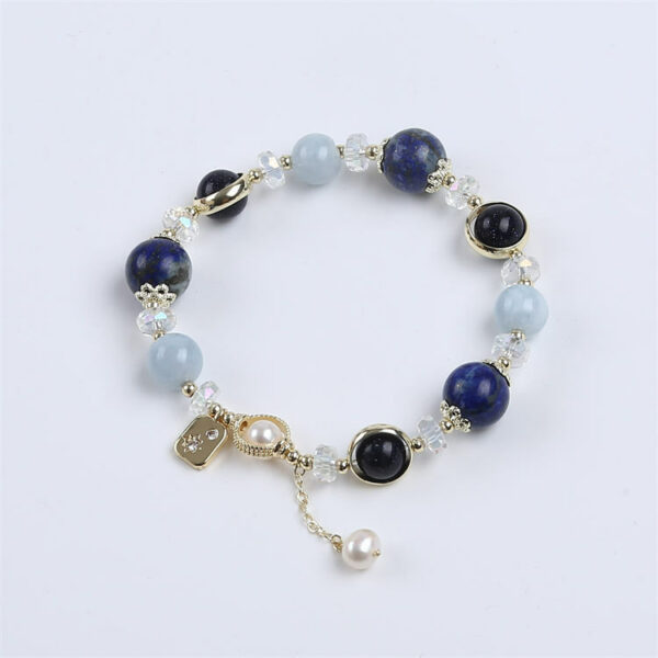 Wholesale Gemstone Jewelry - Handcrafted Lapis Lazuli Pearl Bracelet with Crystals