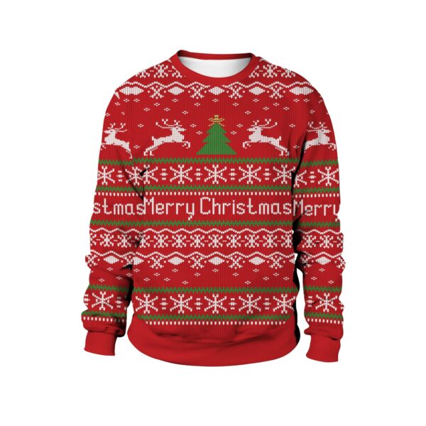 Personalized Customized Santa Funny Holiday Party Pullover Sweaters Christmas Brushed Deer unisex ugly sweaters knitted by a couple