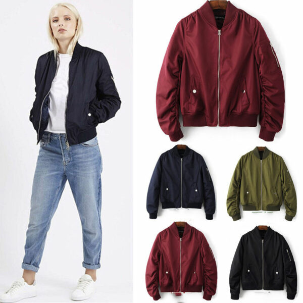 All set to ship Smaller women's flight jacket, long sleeve, baseball uniform, short jacket