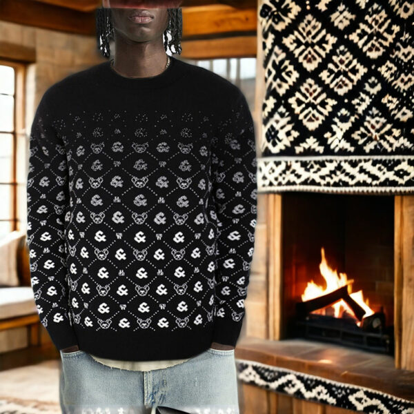 Premium men's cable knit crewneck pullover sweater in a stylish hand-knitted design for guys. - Image 2