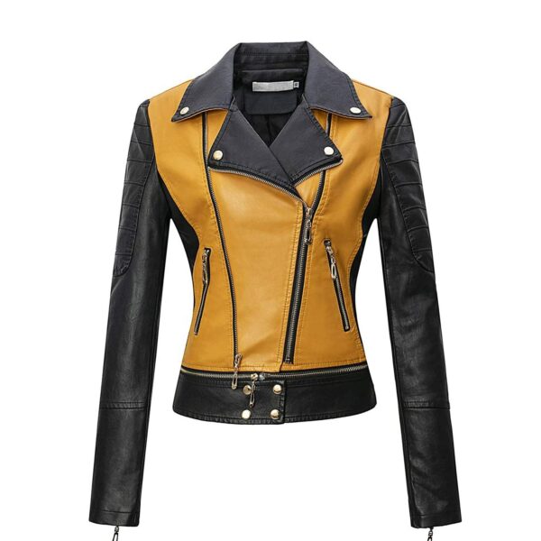 Women's Short Jacket with Motorbike Studs and Custom Printing Windbreaker Style for Women