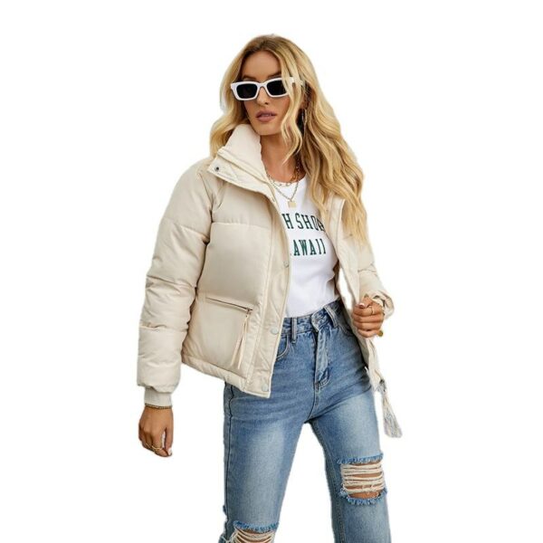 Women's Outdoor Coat Extra Short Winter Crop Puffer Jacket Lapel Down Coats Korean Women's - Image 2