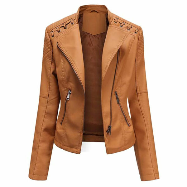 Fresh arrivals Winter outdoor leather women's jackets with downproof and water-resistant quality from OEM service Leather coats for women - Image 2