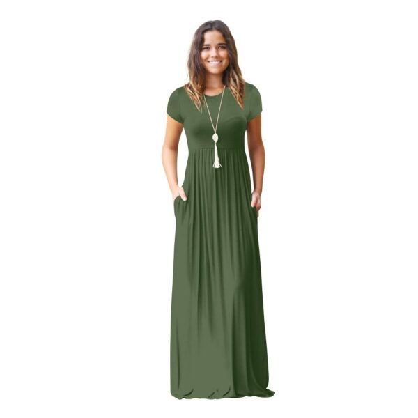 Stylish Long Summer Dress for Women: Short Sleeve Maxi Dress, Ladies' Party Casual Outfits, Green Red XXL Robe Femme - Image 2