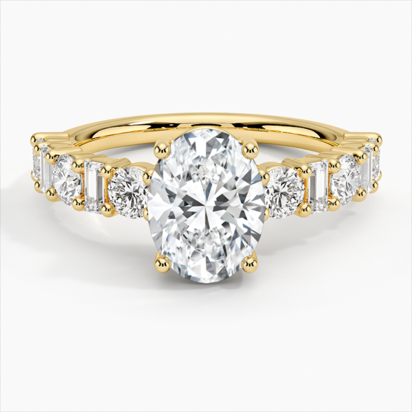 Women's 925 sterling silver engagement rings set with a baguette and round diamond, newly arrived in 18K gold plating. - Image 2