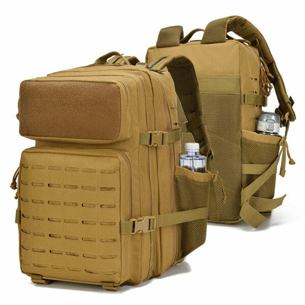 Travel backpack, 45L waterproof backpack, CXXM Spot 600D Polyester Khaki Tactical Backpack with Molle System Outdoor Bag