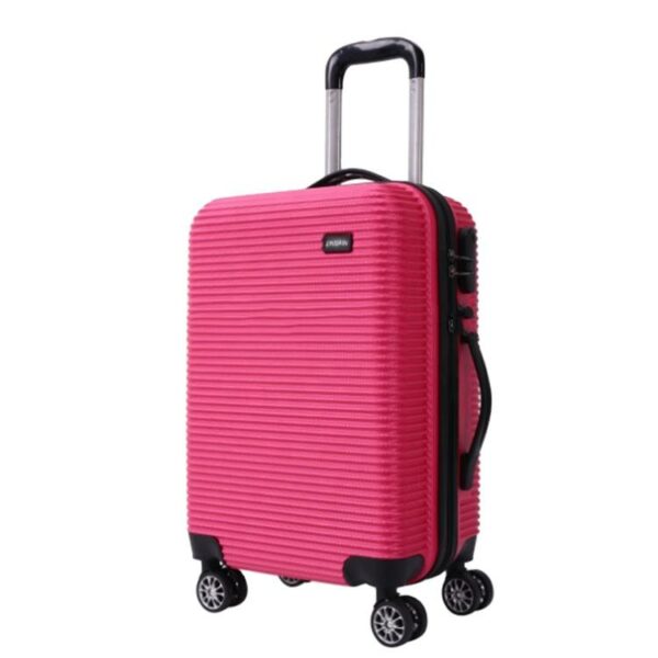 A trolley case zipper ABS suitcase with four 360-degree wheels and plastic handles is produced 