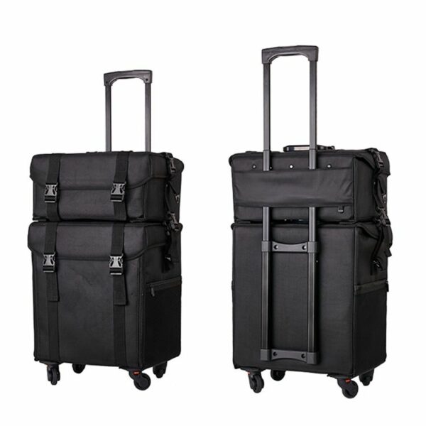 Makeup Storage - Customized Large Capacity Partition Storage Travel Soft Bag Zipper with Wheels Cube Interlayer Packing - Image 2