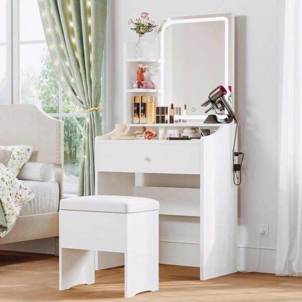 Cosmetic Vanity Phoenix Big Cosmetics Melamine Dressing Table Mirror Table Set Vanity Makeup Vanity Table Set - Image 2