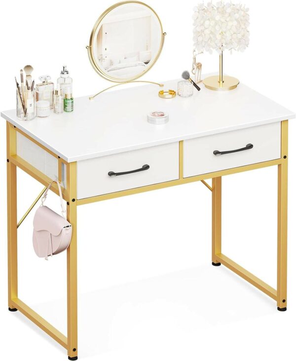 Hot deal Makeup vanity table dressing table with drawers and an LED-lit, padded mirror and stool - Image 2