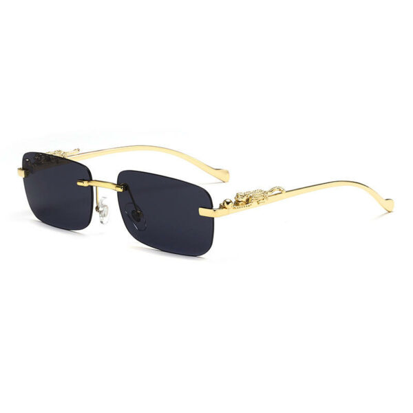  Fashion Rimless Leopard-Decorated Personality Sunglasses with Metal Frame UV400 for Women - Image 4