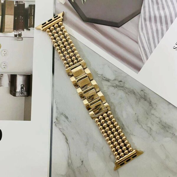 Luxurious Bright Stainless Steel Watch Band for iWatch Series 7 in Gold, Rose Gold, Black, or Sliver for 38, 40, 41, 42, 44, and 45 mm - Image 2