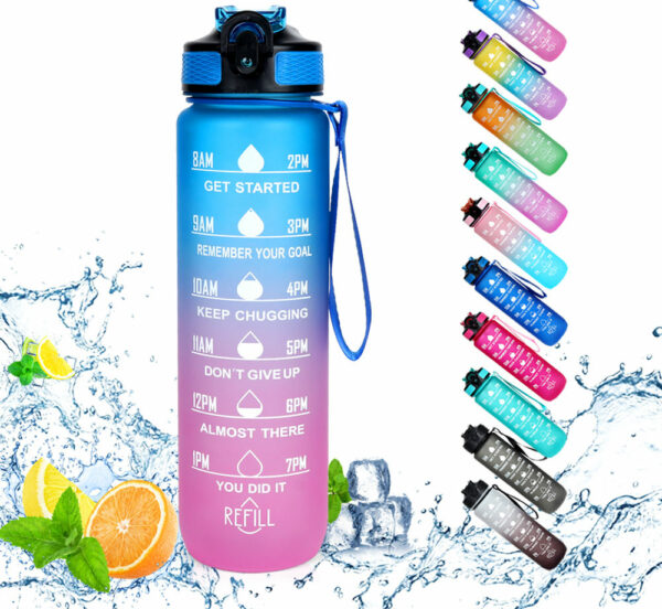 Top Selling B14-1057 Amz Plastic Water Jug Bottle with Custom LOGO 1000ml Sports Tritan 1L Water Bottle for Motivation