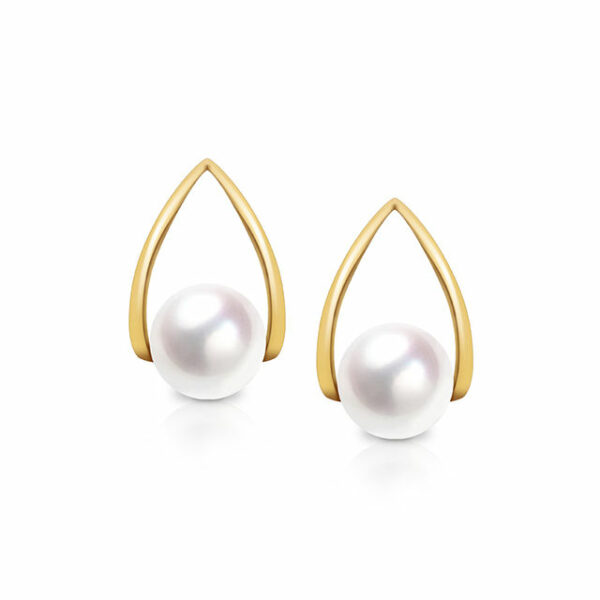 Women's renowned designer jewelry, exquisite 18K solid gold saltwater Akoya pearl earrings set with real diamonds