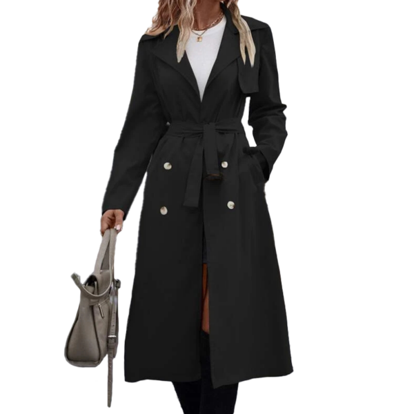 Customized Elegant Mid-Length Korean Style Coat for Women - Trendy Black Coats for Autumn and Winter Women